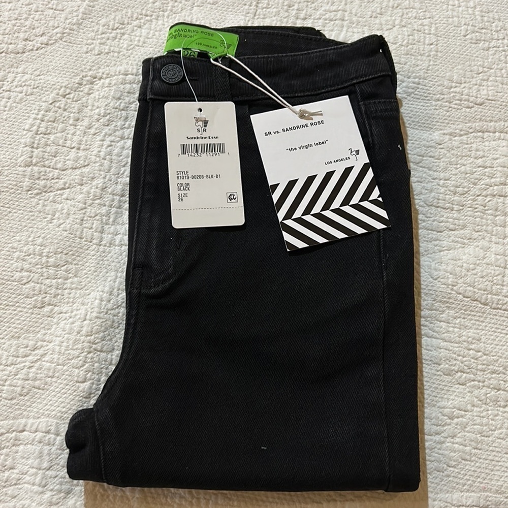 Sandrine Rose Black denim High Ruse skinny. NWT 26